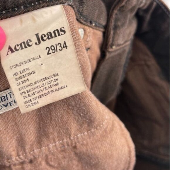 Acne Jeans 29W 34L Hex Earth Brown Slim Leg Jeans - Picture 5 of 5
